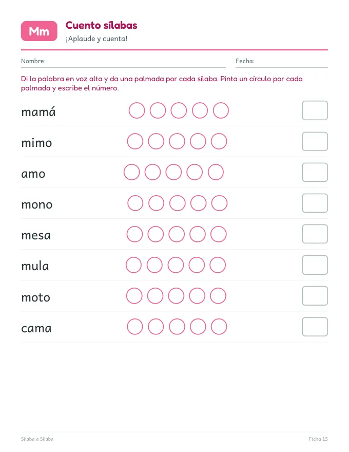 Ficha: cuento sílabas