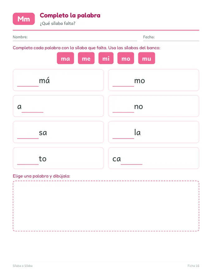 Ficha: completo la palabra