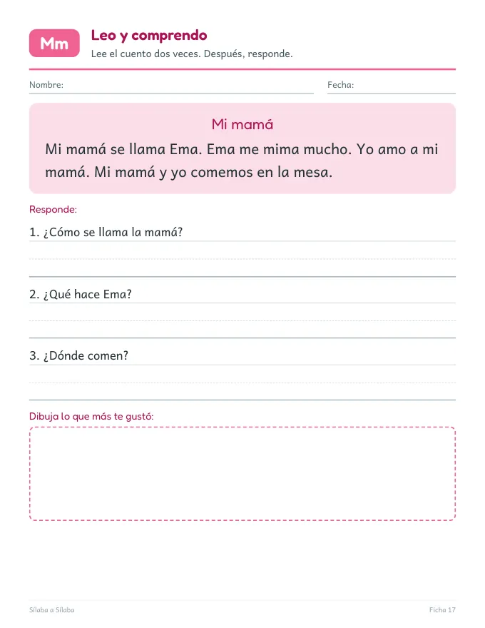 Ficha: leo y comprendo